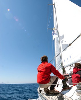 People on sailing boat